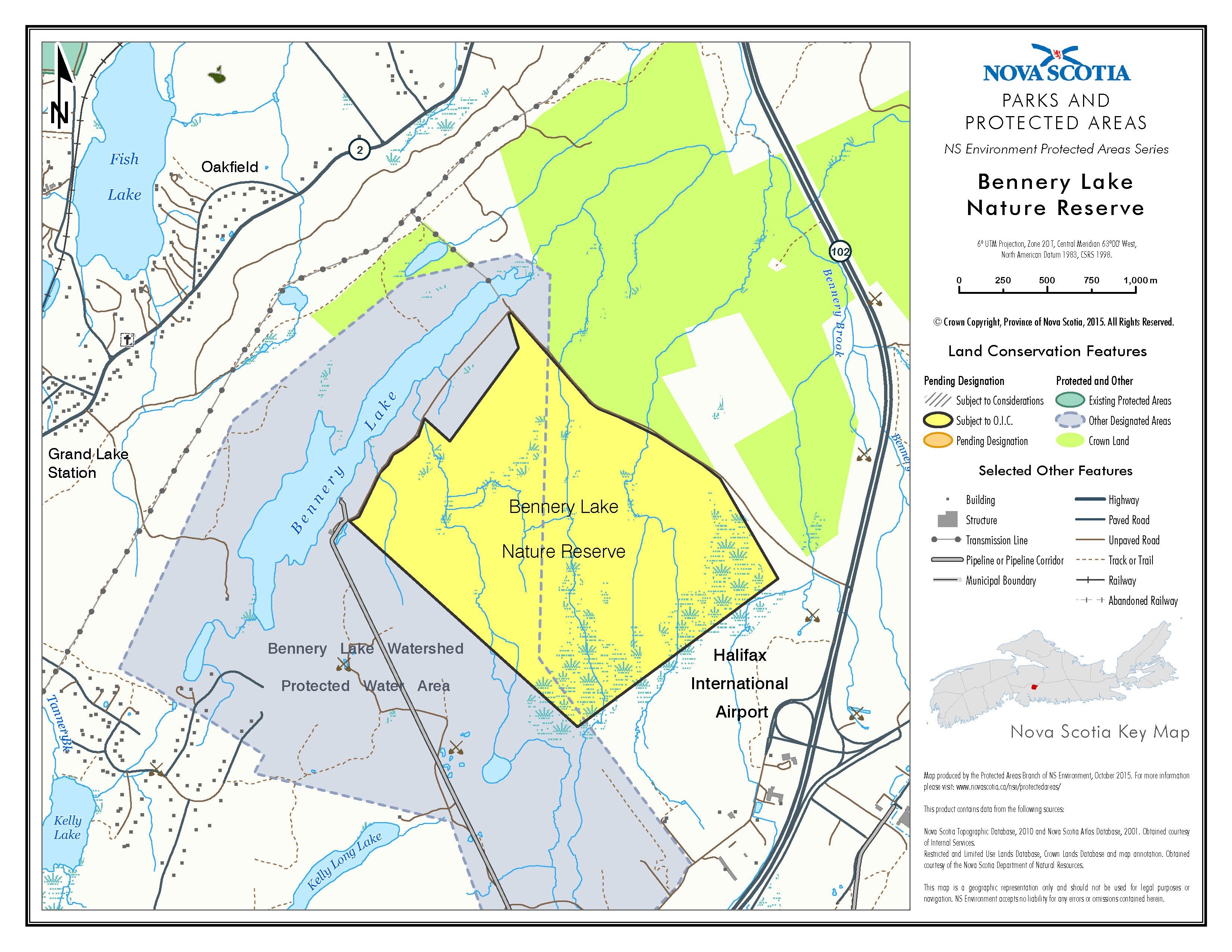 Approximate boundaries of Bennery Lake Nature Reserve